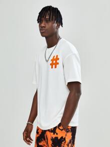 Manfinity 1pc Drop Shoulder Embroidery Detail Tee - White - View 6