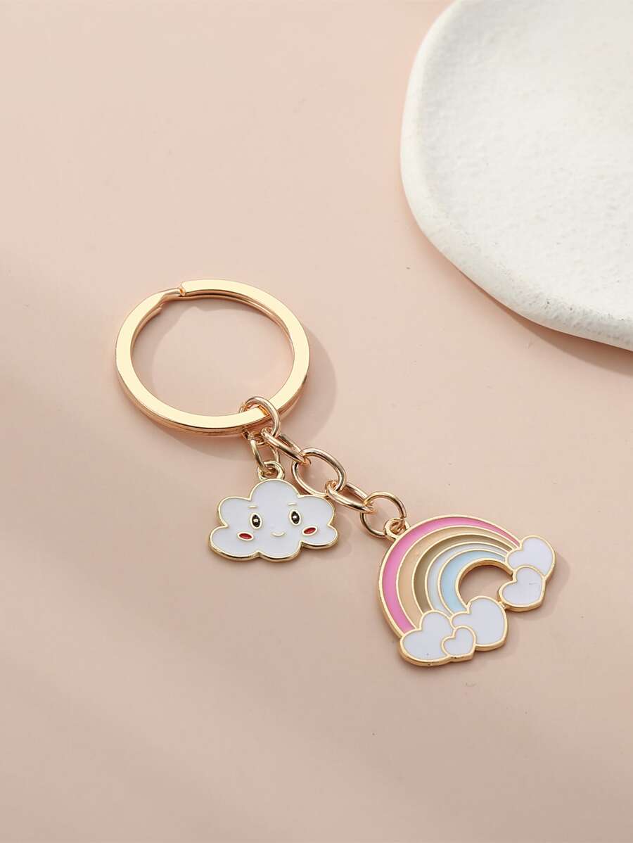 Cute Cartoon Rainbow Keychain For S, Wallets, School Bags, Backpacks, And Satchels Valentine's Day Valentines Car Accessories Bag Charm Goth Y2k Christmas Gift Ideas Gifts For Mother, Father, Graduation, And Teacher - Multicolor - View 1