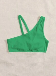 SHEIN ICON Áo nữ Nhẫn Gân đan màu trơn Gợi cảm - màu xanh lá - Xem 2