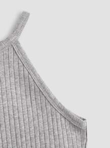 SHEIN Tween Girl 3pcs Cotton Ribbed Knit Solid Halter Top - Multicolor - View 8