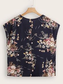 SHEIN 加蕾絲花邊花卉上衣 - 彩色 - 查看 2