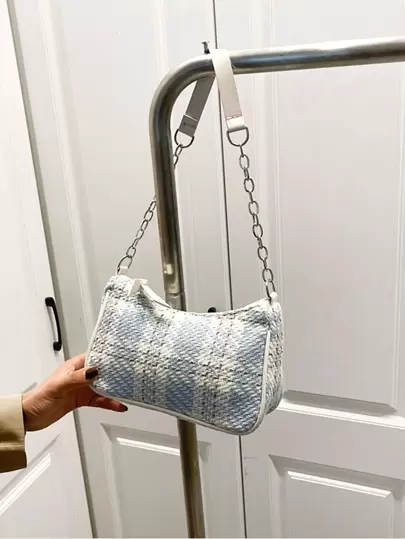Plaid Pattern Knot Decor Bag