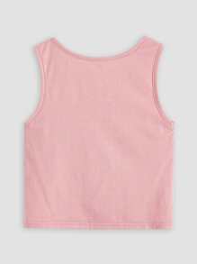 SHEIN Áo ba lỗ dệt kim cài nút phía trước màu trơn cho bé gái tuổi mới lớn 2 chiếc/bộ - Nhiều màu - Xem 8