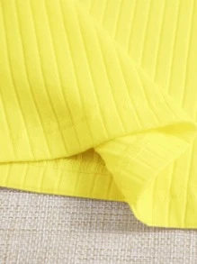 SHEIN EZwear Summer Outfits Solid Rib Knit YellowTank Top