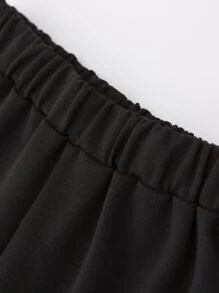 SHEIN Tween Girl 2pcs/Set Fashion Leopard Print Bow Tie Eyeglasses And Girl Portrait Printed Short Sleeve T-Shirt And Shorts Outfit