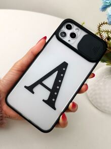 Letter Graphic Phone Case With Slide Camera Cover - Multicolor - View 2