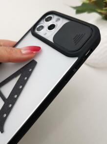 Letter Graphic Phone Case With Slide Camera Cover - Multicolor - View 3
