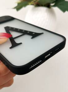 Letter Graphic Phone Case With Slide Camera Cover - Multicolor - View 5