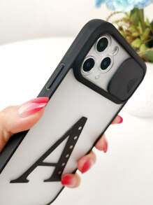 Letter Graphic Phone Case With Slide Camera Cover - Multicolor - View 6