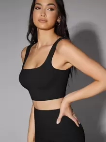 Silquee Top corto tank de espalda baja - Negro - Ver 4