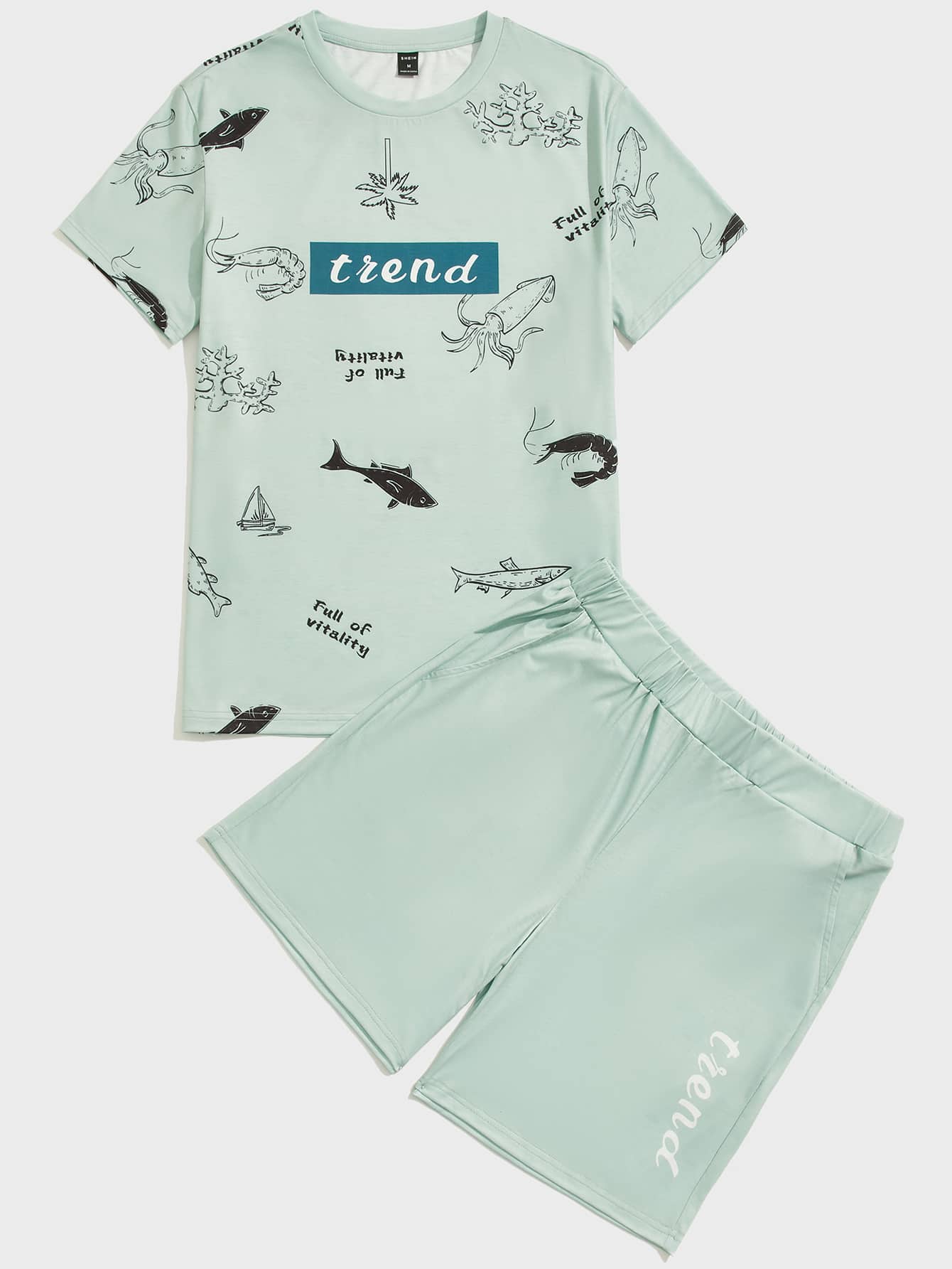 SHEIN Men Letter & Octopus Print Lounge Set | SHEIN USA
