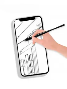 1pc Plain Stylus Pen - Black - View 1