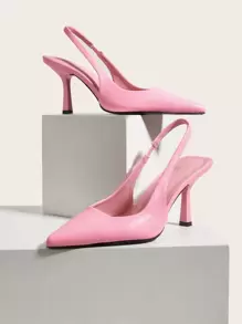 Tacones con tacón delgado de talón abierto - Rosa - Ver 1