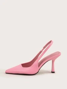 Tacones con tacón delgado de talón abierto - Rosa - Ver 2
