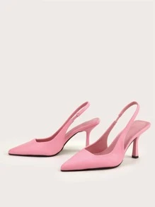 Tacones con tacón delgado de talón abierto - Rosa - Ver 5