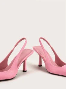 Tacones con tacón delgado de talón abierto - Rosa - Ver 3