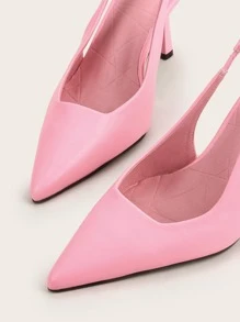 Tacones con tacón delgado de talón abierto - Rosa - Ver 4