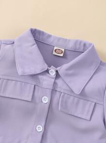 Baby Fake Pocket Jacket & Cami Top & Shorts - Multicolor - View 6