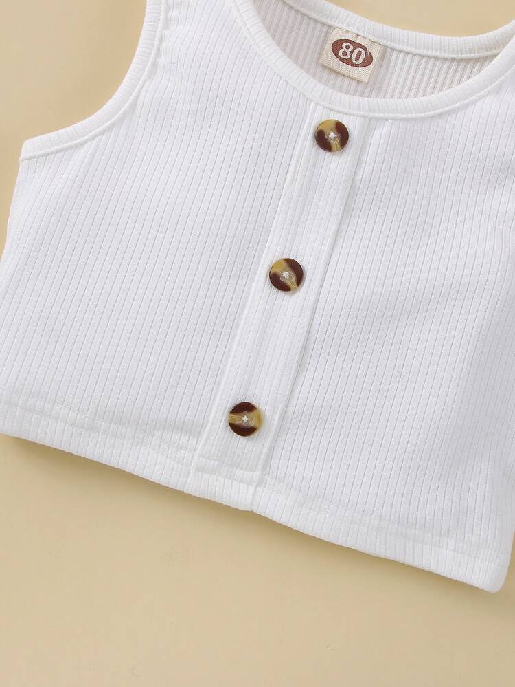 Bộ đồ Em bé Thắt lưng Nút Sọc Giải trí - Nhiều màu - Xem 4