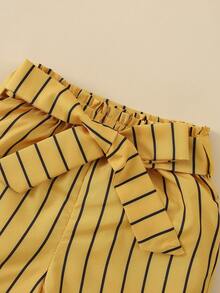 Bộ đồ Em bé Thắt lưng Nút Sọc Giải trí - Nhiều màu - Xem 5