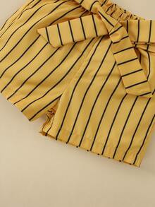 Bộ đồ Em bé Thắt lưng Nút Sọc Giải trí - Nhiều màu - Xem 6