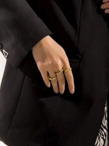 10pcs  Simple Ring - Yellow Gold - View 6