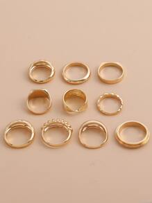 10pcs  Simple Ring - Yellow Gold - View 2