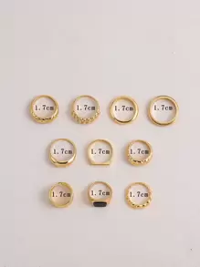 10pcs  Simple Ring - Yellow Gold - View 7