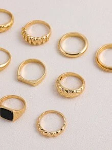 10pcs  Simple Ring - Yellow Gold - View 8