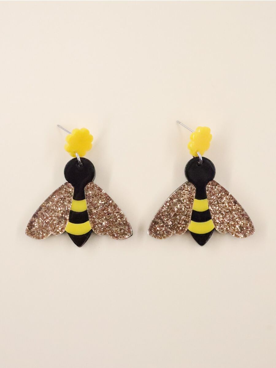 Bee Drop Earrings - Multicolor - View 1
