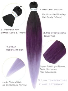 Ombre Long Straight Synthetic Hair Braid - Lilac Purple - View 6