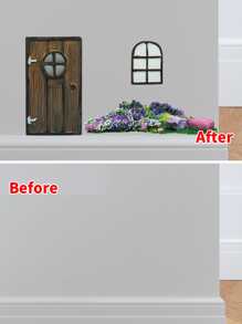 Nhãn Dán Tường Hoa Văn Và Cửa, Decal Dán Tường Nghệ Thuật Tự Dính Cho Trang Trí Nhà - Nhiều màu - Xem 6