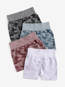 4Pack Seamless Camo Print Sports Shorts - Multicolor - View 2