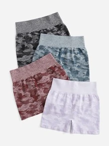 4Pack Seamless Camo Print Sports Shorts - Multicolor - View 4