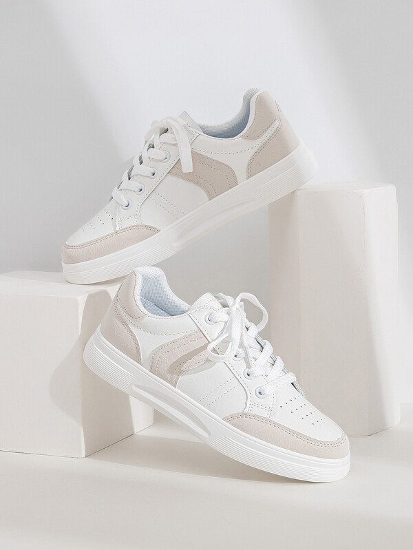 Two Tone Stitch Detail Skate Shoes