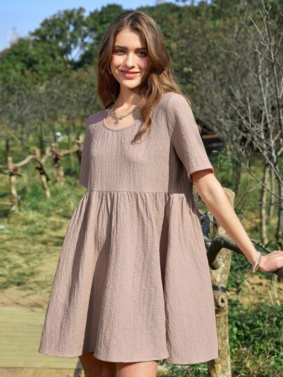 Solid Textured Lounge Dress