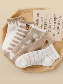 5雙格紋印花短襪 - 彩色 - 查看 2