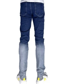 Hombres Jeans desgarro con lavado - Azul lavado oscuro - Ver 2