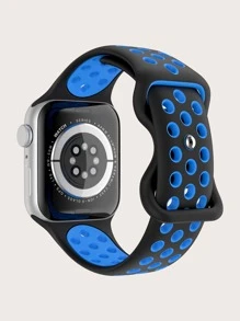 Dây đeo đồng hồ thông minh bằng silicon hai màu tối giản, giản dị, thời trang - Màu xanh lam - Xem 2