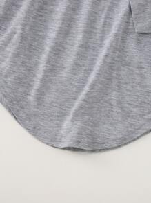 SHEIN 小女童弧形下擺腰帶T恤連衣裙 - 淺灰色 - 查看 3