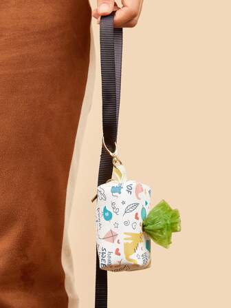 1入組卡通圖案寵物垃圾袋分配器不附帶便便袋