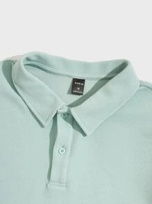 Manfinity VCAY Men Solid Polo Shirt & Seam Front Shorts - Mint Green - View 3