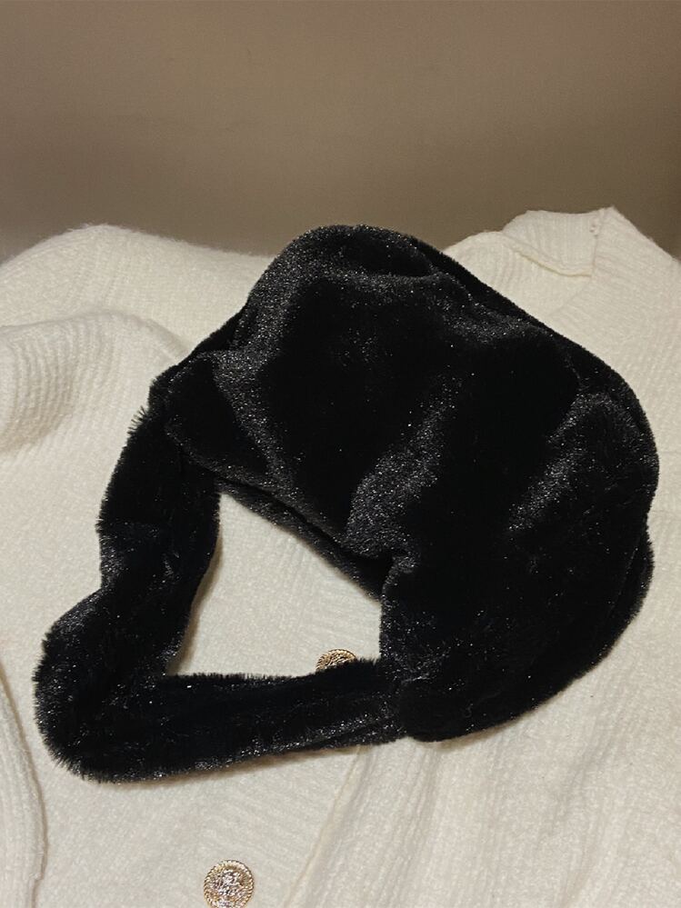 Túi xách tay lông mềm mại, sang trọng, mịn màng, tối giản dành cho bé gái, phụ nữ, sinh viên đại học, tân binh và nhân viên văn phòng, dùng khi đi làm, đi làm văn phòng, đi chơi, mùa thu đông, mùa đông ấm áp, ngoài trời, túi lông mới về dành cho phụ nữ - màu đen - Xem 4