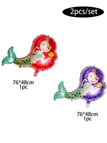 2pcs Mermaid Shaped Balloon