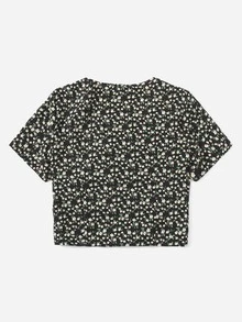 小碎花前抽繩襯衫 - 彩色 - 查看 2