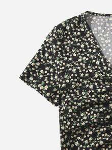 小碎花前抽繩襯衫 - 彩色 - 查看 5