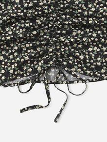 小碎花前抽繩襯衫 - 彩色 - 查看 4