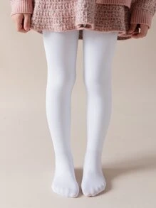 Toddler Girls Solid Tights - White - View 1