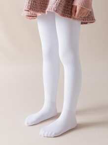 Toddler Girls Solid Tights - White - View 2