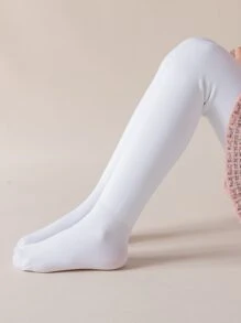 Toddler Girls Solid Tights - White - View 3